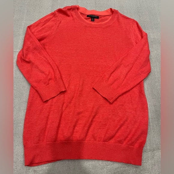 [M]Banana Republic Coral Red Silk Blend Knit Sweater NWOT - Picture 1 of 6